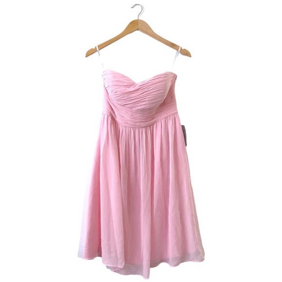 Donna Morgan Pink Pleated Sweatheart Neckline Mid Length Princess Dress 8 - Picture 1 of 7